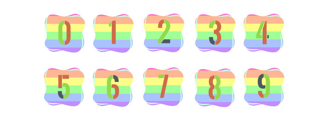 colorful number icon set. flat icons.