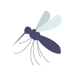Mosquito isolated on white. Blood is running. Vector illustration flat