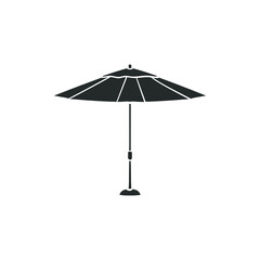 Garden Umbrella Icon Silhouette Illustration. Summer Outdoors Vector Graphic Pictogram Symbol Clip Art. Doodle Sketch Black Sign.