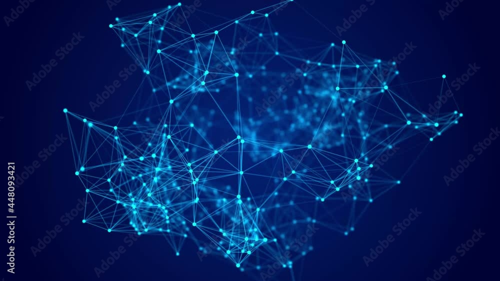Poster sphere with moving information particles. global communication technology. 3d rendering.