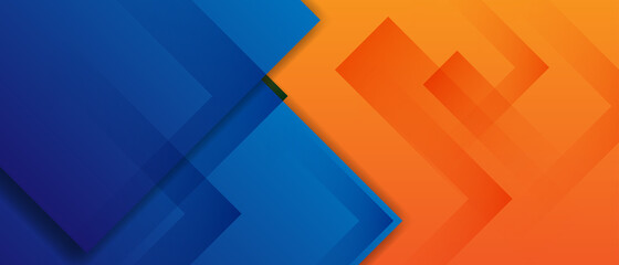 abstract blue orange background with realistic papercut