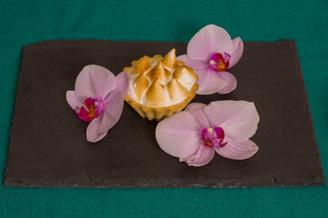 sweet desert with archide flower for baqckground