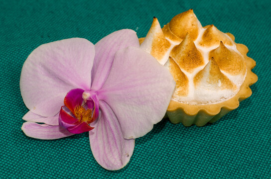 sweet desert with archide flower for baqckground