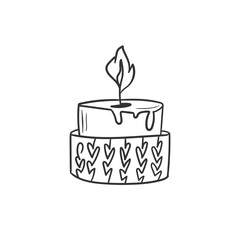 Hand drawn autumn candle doodle colorless illustrations. Сute vector objects. Illustrations for poster, background or card.