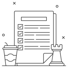 Execution to-do list technique Vector Icon Design, Business Strategy Symbol, Marketing plan Sign, administration and operational management Stock, Developing Strategic and Action Plan Concept