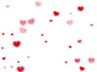 Beautiful red hearts falling vector illustration.