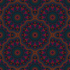 Round medallion vector seamless pattern.