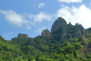 Fototapeta na wymiar rock massif surrounded by forest. Adygea. Caucasus.
