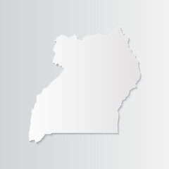 Uganda map paper on a gray background. Vector illustration eps10