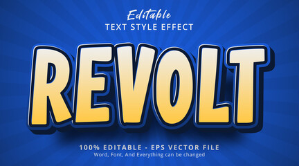 Editable text effect, Revolt text on comic style effect template