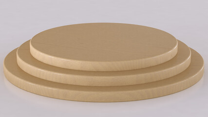 3D Rendered Wooden Stand Three Layers