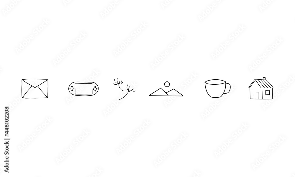 Poster set of playful icon illustrations. collection of simple and minimalist icons in outline style. icon illustration of travel and adventure pack.