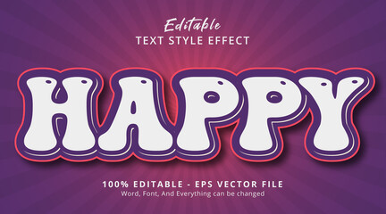 Happy text on modern purple style effect, editable text effect