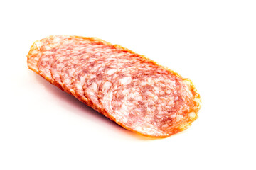Sliced  sausage isolated on a white  background.food concept 