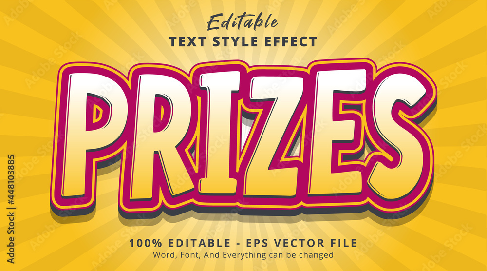 Poster editable text effect, prizes text with nicely color combination style