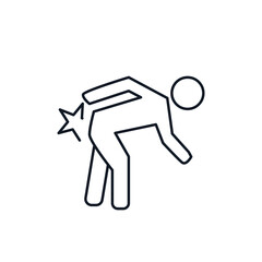 Person with a back injury thin line icon stock illustration.