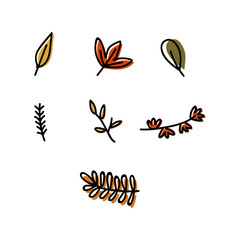 Obraz premium autumn leaf set pack illustration 2