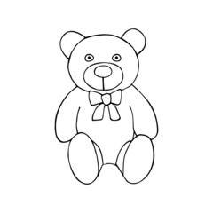 Vector hand drawn doodle sketch teddy bear toy isolated on white background