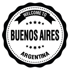 WELCOME TO BUENOS AIRES - ARGENTINA, words written on black stamp
