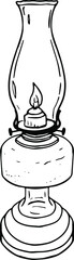 Oil Lamp with Flame Lit Clipart Outline