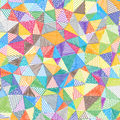 Low poly sketch background. Artistic square pattern. Authentic abstract background. Vector illustration.