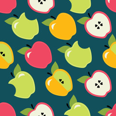 Cute apple, endless pattern with flowers. Seamless pattern can be used for wallpaper, pattern fills, web page background, surface textures.