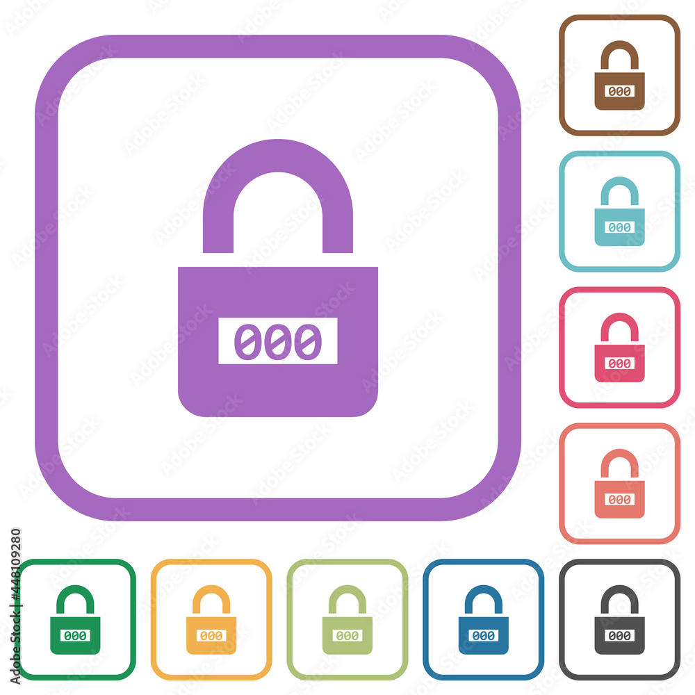 Poster locked combination lock with center numbers simple icons