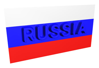 Russia flag 3d letters illustration on white background