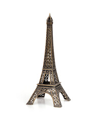Fototapeta na wymiar Miniature model of the Eiffel Tower (France, Paris) isolated on a white background