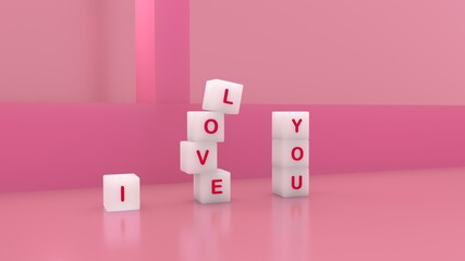 I love you on pink background wallpaper 3d illustration