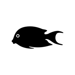 Silhouette of a black sea fish on a white background.
