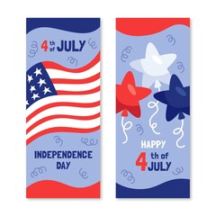 Hand Drawn 4th July Independence Day Banners Set_2
