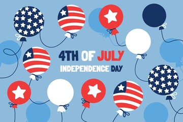 Hand Drawn 4th July Independence Day Balloons Background_5