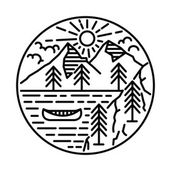 Beauty nature with river and mountain graphic illustration vector art t-shirt design