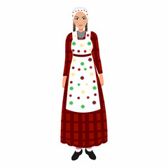 Woman in folk national Udmurt costume. Vector illustration