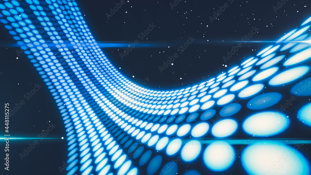Poster visionary data flow and transfer on cyber space . 3d rendering computer graphic .