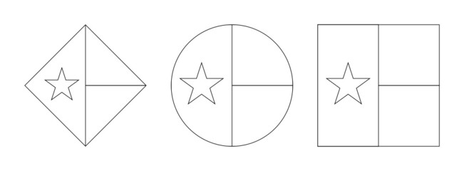 texas flag outline set isolated on white background. vector illustration