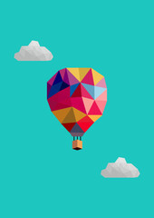 Colorful hot air balloons illustration low poly style
