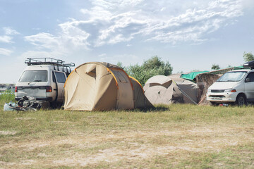 tent camping in the wild nature, travel season destinations