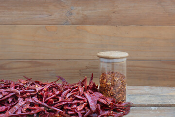 dried hot pepper on table, background