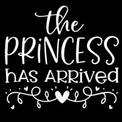 the princess has arrived on black background inspirational quotes,lettering design