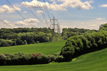 Electiricty Pylons in an English Landscape - obrazy, fototapety, plakaty
