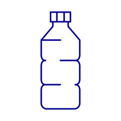 Plastic bottle illustration, line design icon. Editable stroke. Blue color, linear icon of bottle for different purpose