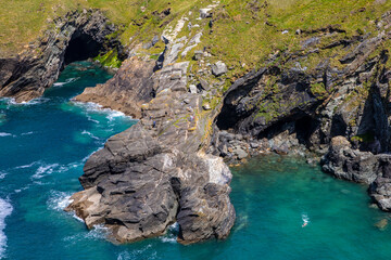 Caves in Tintagel, Cornwall, UK