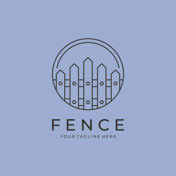 circle fences logo line art vector illustration design