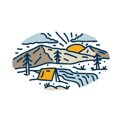 Camping adventure with beauty nature graphic illustration vector art t-shirt design