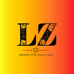 LZ floral letter logo design.Decorative vector logo design. - obrazy, fototapety, plakaty