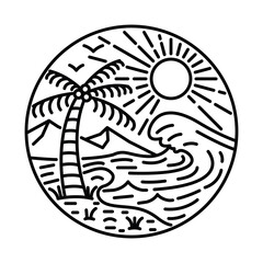 Summer with great wave and beauty view graphic illustration vector art t-shirt design