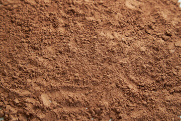 Cocoa powder texture. Food background. Brown powder pattern.