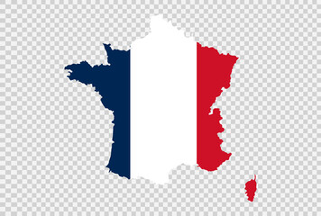France flag on map isolated  on png or transparent  background,Symbol of France,template for banner,card,advertising ,promote, TV commercial, ads, web, vector illustration, top olympic gold winner
